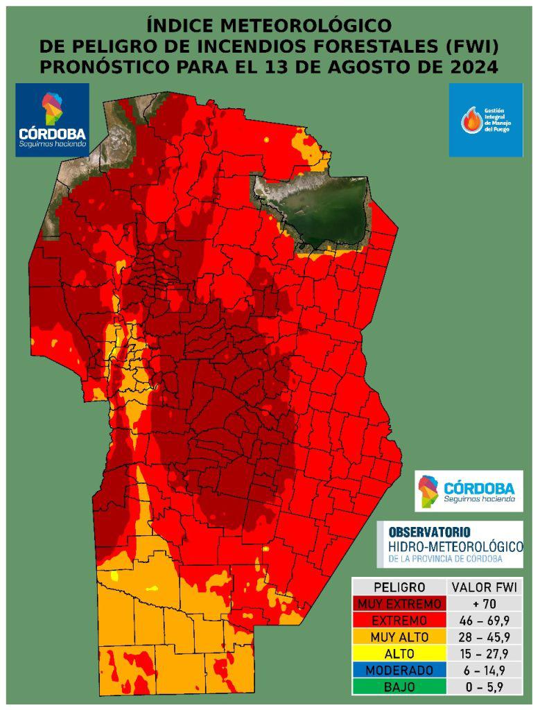 Riesgo extremo de incendio 12-8-24 mapa