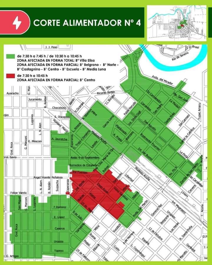 La Cooperativa de Río Tercero informó realizara corte de energía el domingo1